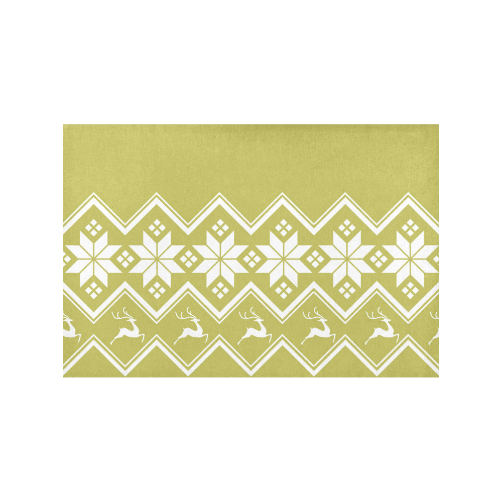 Christmas Reindeer Snowflake Gold Placemat 12’’ x 18’’ (Set of 2)