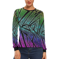 Neon Rainbow Cracked Mosaic Women's All Over Print Long Sleeve T-shirt (Model T51)