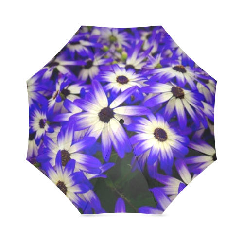 blue flowers Foldable Umbrella (Model U01)