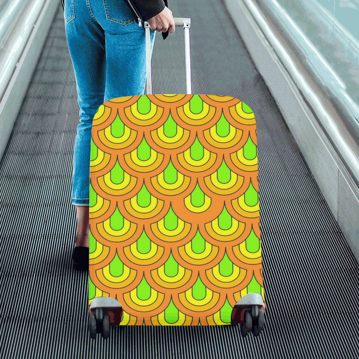 Retro Pattern 1970 Luggage Cover/Large 26"-28"
