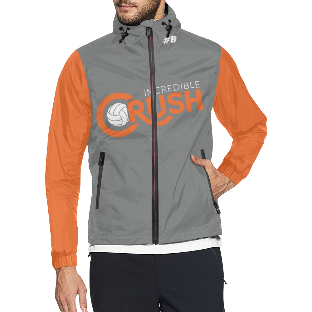 Crush Logo Wind Breaker - Grey-Orange Unisex All Over Print Windbreaker (Model H23)