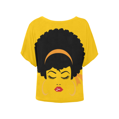 FD's Black is Beautiful Collection- Collect Beautiful Moments Yellow Blouse 53086 Women's Batwing-Sleeved Blouse T shirt (Model T44)