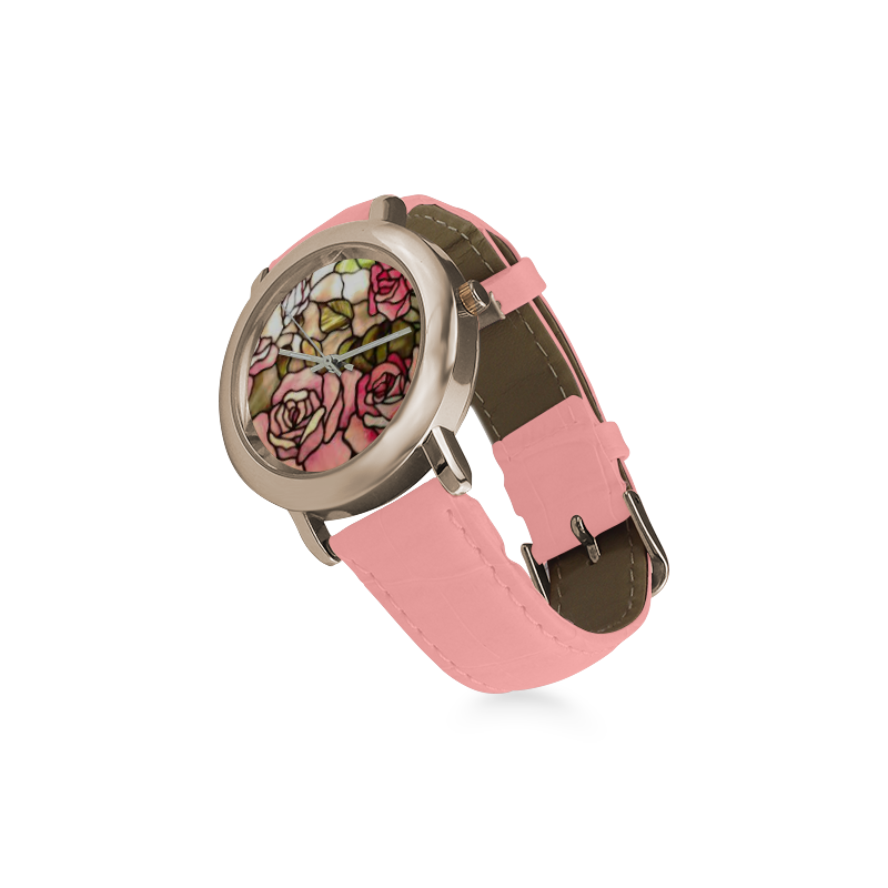 ROSES Women's Rose Gold Leather Strap Watch(Model 201)