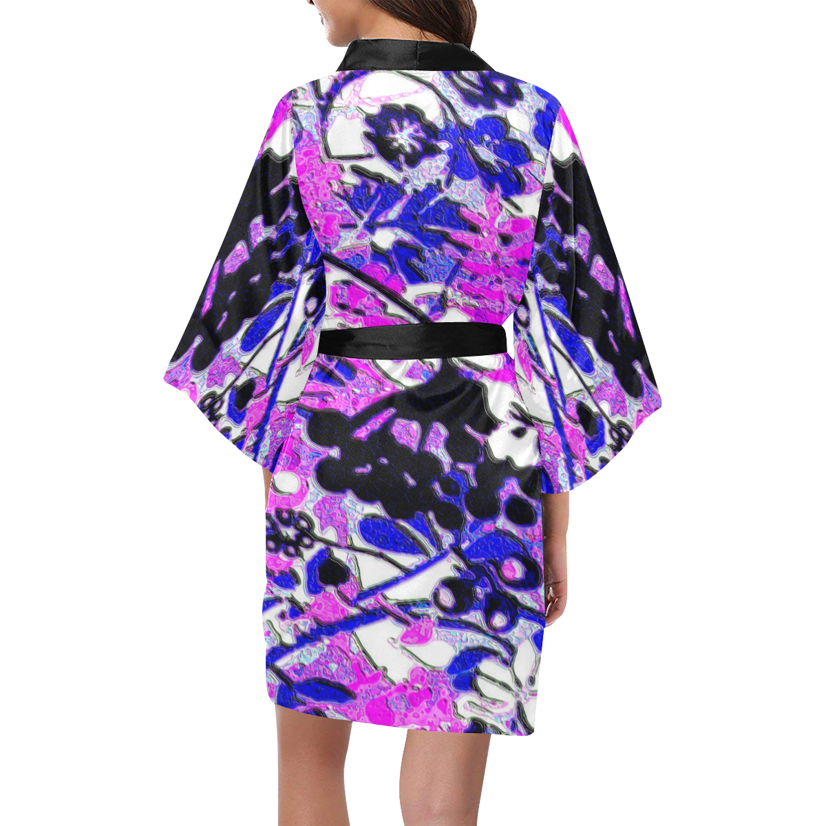 floral abstract in shades of purple Kimono Robe