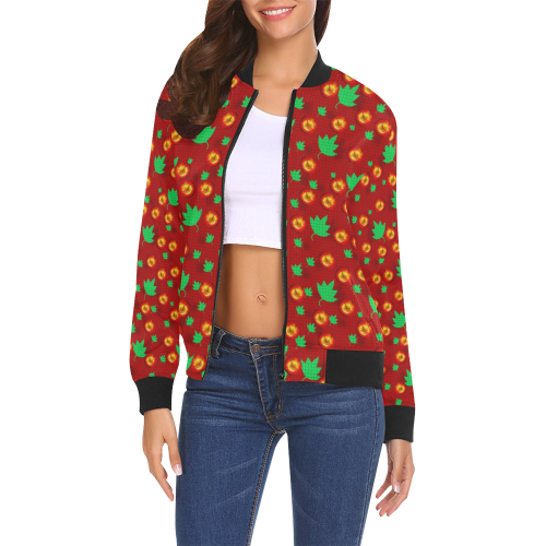 May be Christmas apples ornate All Over Print Bomber Jacket for Women (Model H19)