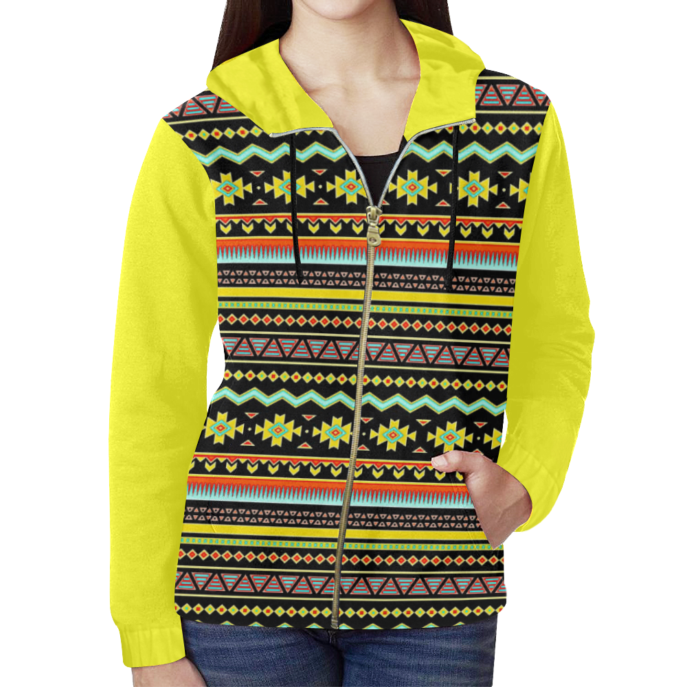 bright tribal All Over Print Full Zip Hoodie for Women (Model H14)