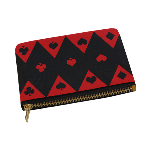 Las Vegas Black Red Play Card Shapes Carry-All Pouch 12.5''x8.5''