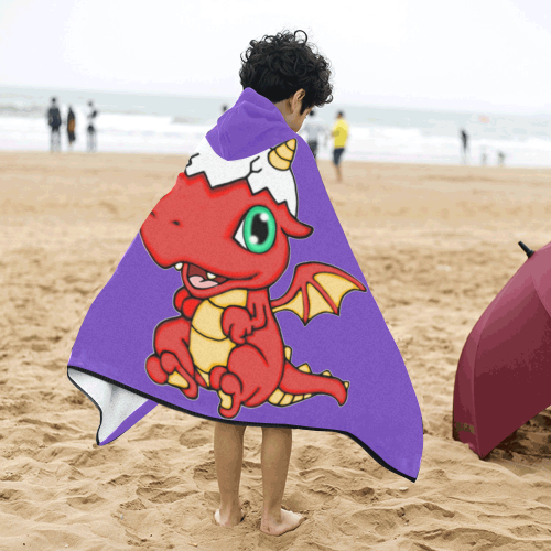 Baby Red Dragon Purple Kids' Hooded Bath Towels