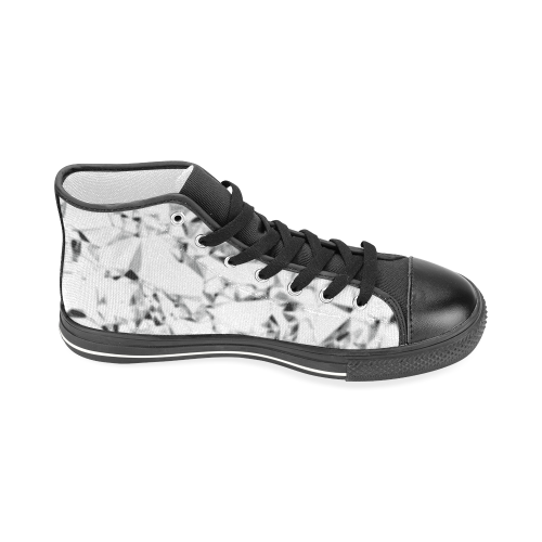 Diamond - black white silver triangle geometric abstract Men’s Classic High Top Canvas Shoes (Model 017)