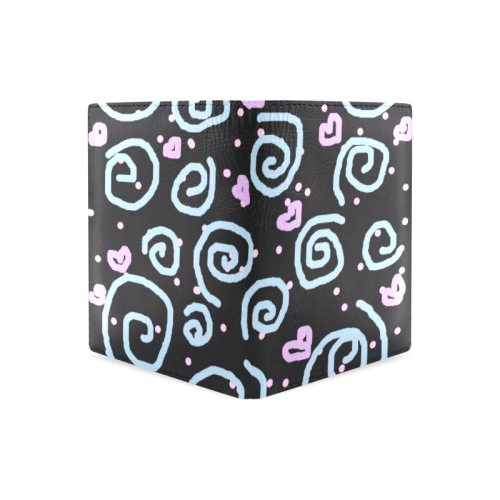 swirls and hearts Men's Leather Wallet (Model 1612)