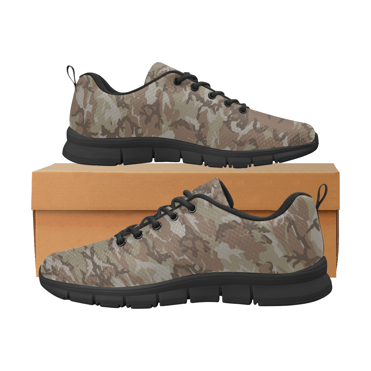 Woodland Desert Brown Camouflage Men's Breathable Running Shoes (Model 055)