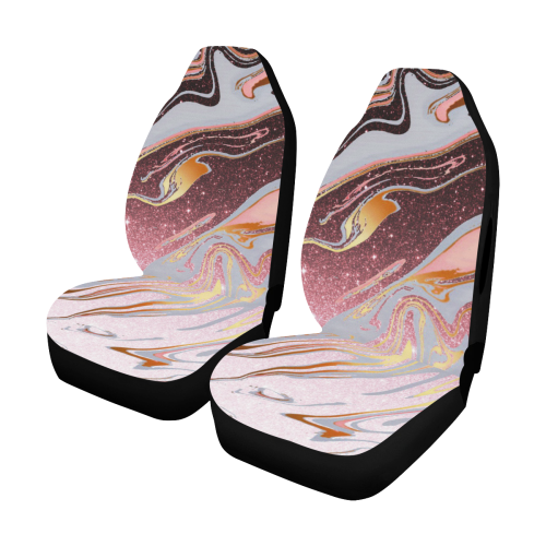 rose gold Glitter gradient marble Car Seat Cover Airbag Compatible (Set of 2)