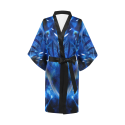 Japanese Blue Fairy Hologram Satin Kimono Robe