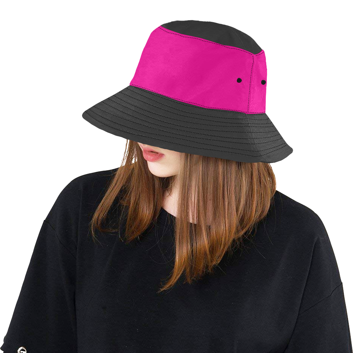 solid colors black and pink All Over Print Bucket Hat