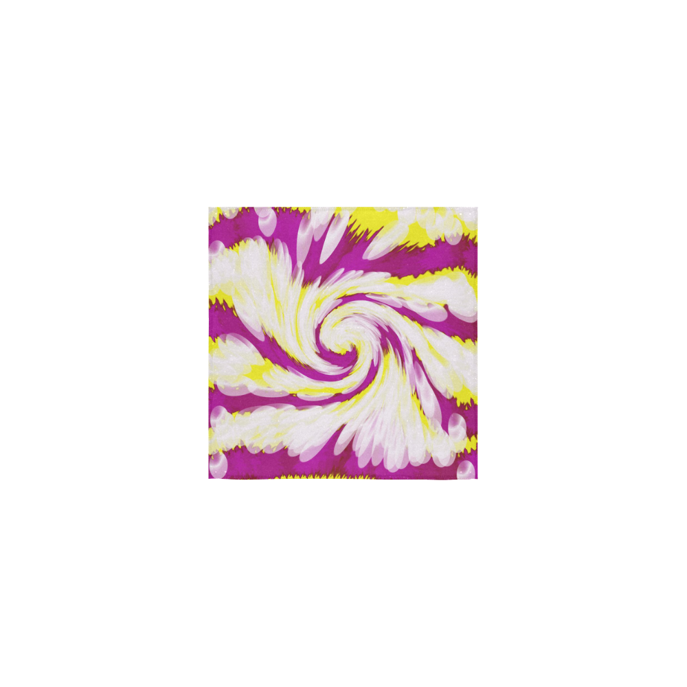 Pink Yellow Tie Dye Swirl Abstract Square Towel 13“x13”