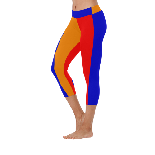 Armenian Flag եռագույն Women's Low Rise Capri Leggings (Invisible Stitch) (Model L08)