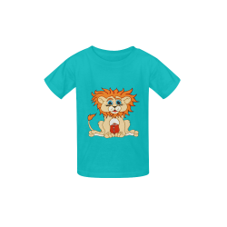 Football Lion Sea Green Kid's  Classic T-shirt (Model T22)