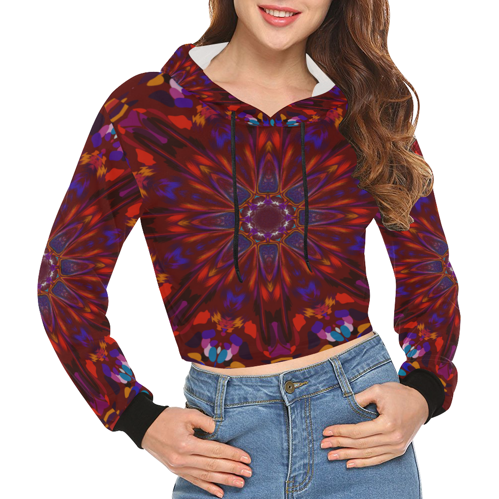 Blossom All Over Print Crop Hoodie for Women (Model H22)