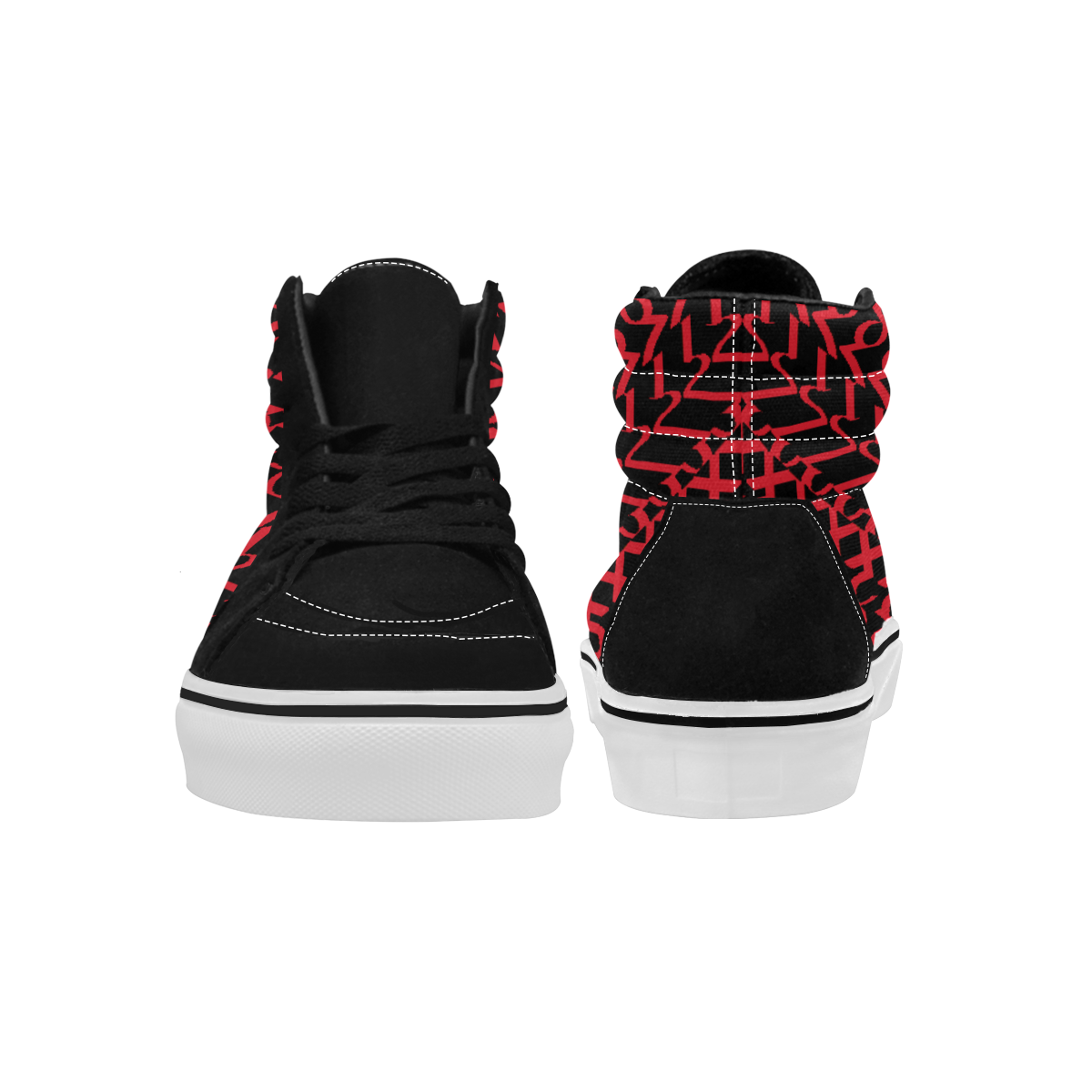 NUMBERS Collection 1234567 Red/Black Men's High Top Skateboarding Shoes (Model E001-1)