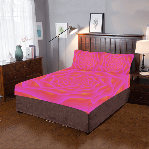 Pink spiral 3-Piece Bedding Set