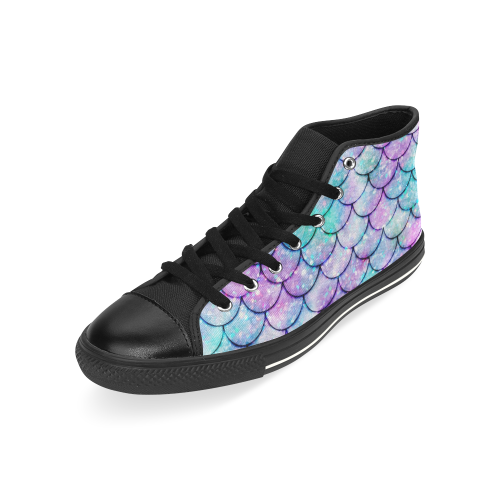 Mermaid SCALES light blue and purple High Top Canvas Shoes for Kid (Model 017)