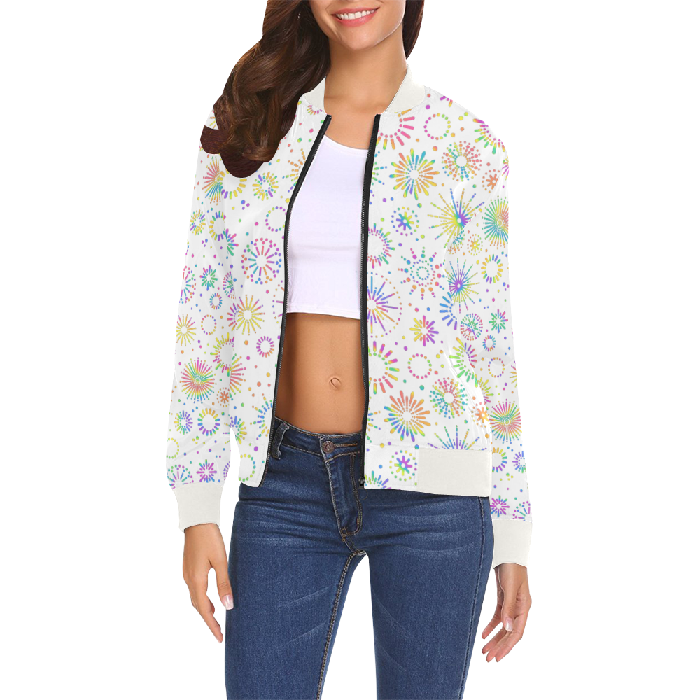 Rainbow Kimono All Over Print Bomber Jacket for Women (Model H19)