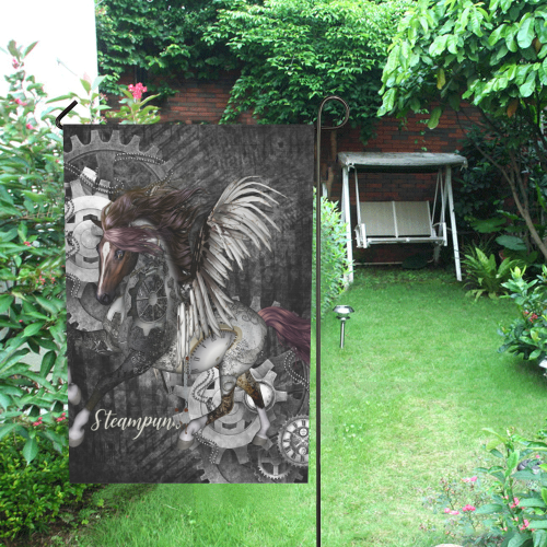 Aweswome steampunk horse with wings Garden Flag 28''x40'' （Without Flagpole）