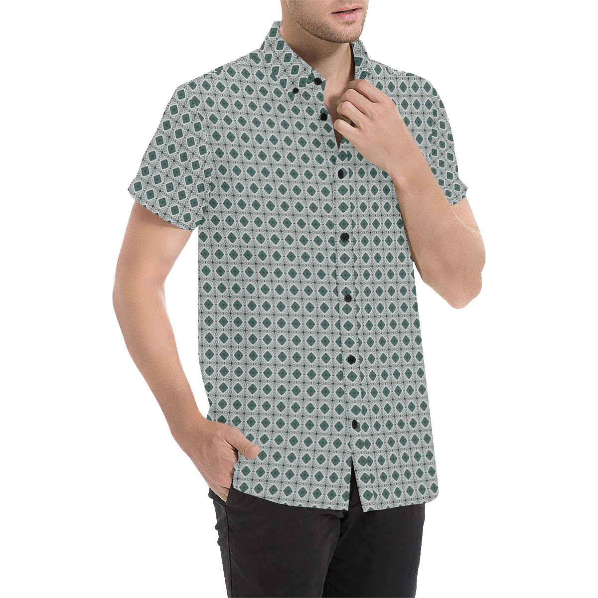 Model #153c| Men's All Over Print Short Sleeve Shirt (Model T53)