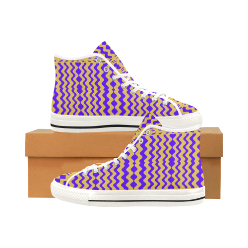 Purple Yellow Modern  Waves Lines Vancouver H Women's Canvas Shoes (1013-1)