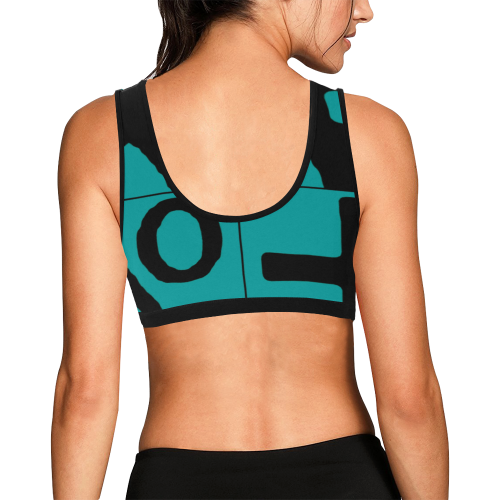 NUMBERS Collection Symbols Teal 1 Women's All Over Print Sports Bra (Model T52)