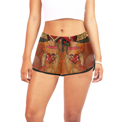 Steampunk, wonderful heart with wings Women's All Over Print Relaxed Shorts (Model L19)