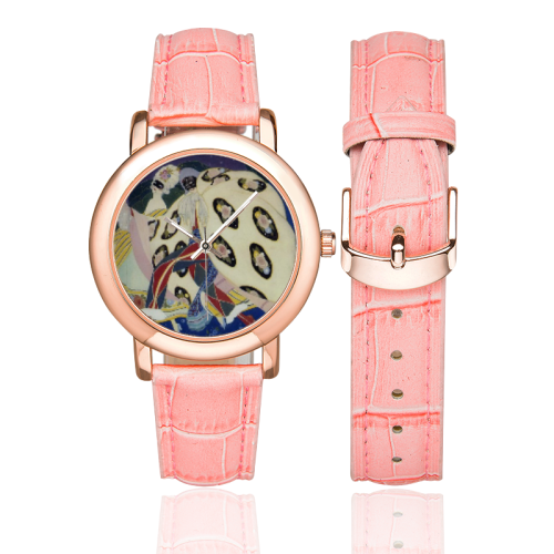 WOMEN Women's Rose Gold Leather Strap Watch(Model 201)