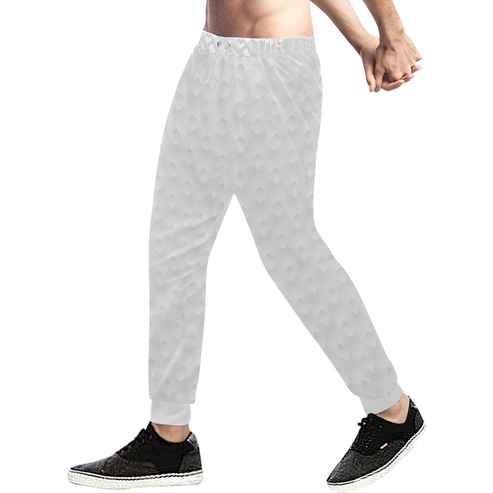 White Rombus Pattern Men's All Over Print Sweatpants (Model L11)