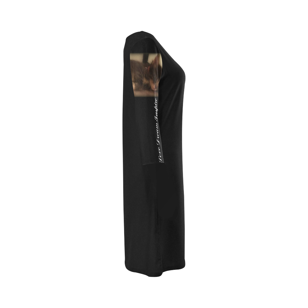 Black: Sleeping Cat #LoveDreamInspireCo Round Collar Dress (D22)