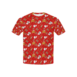 Christmas Gingerbread, Snowman, Reindeer and Santa Claus Red Kids' All Over Print T-shirt (USA Size) (Model T40)