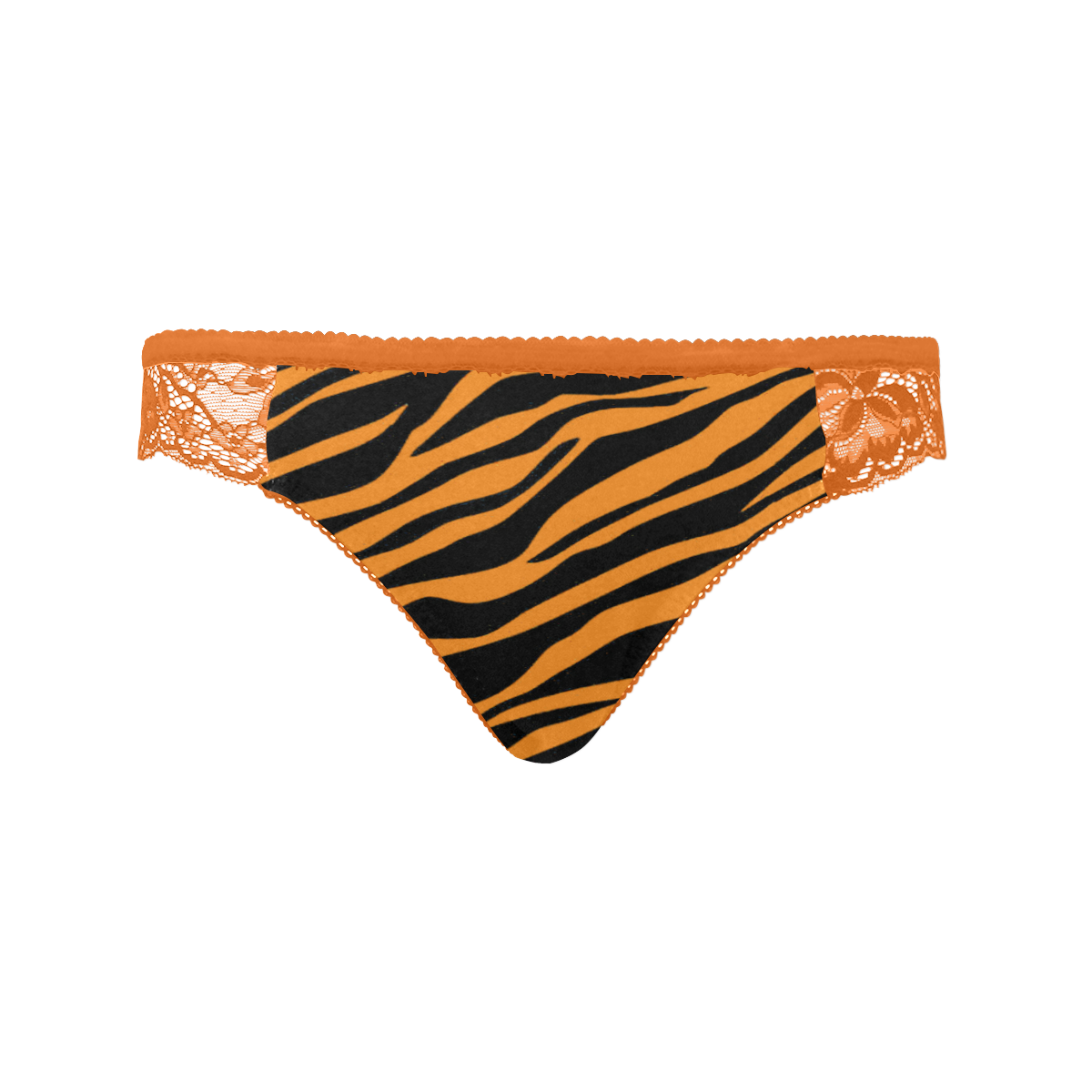 Orange Zebra Stripes Orange Women's Lace Panty (Model L41)