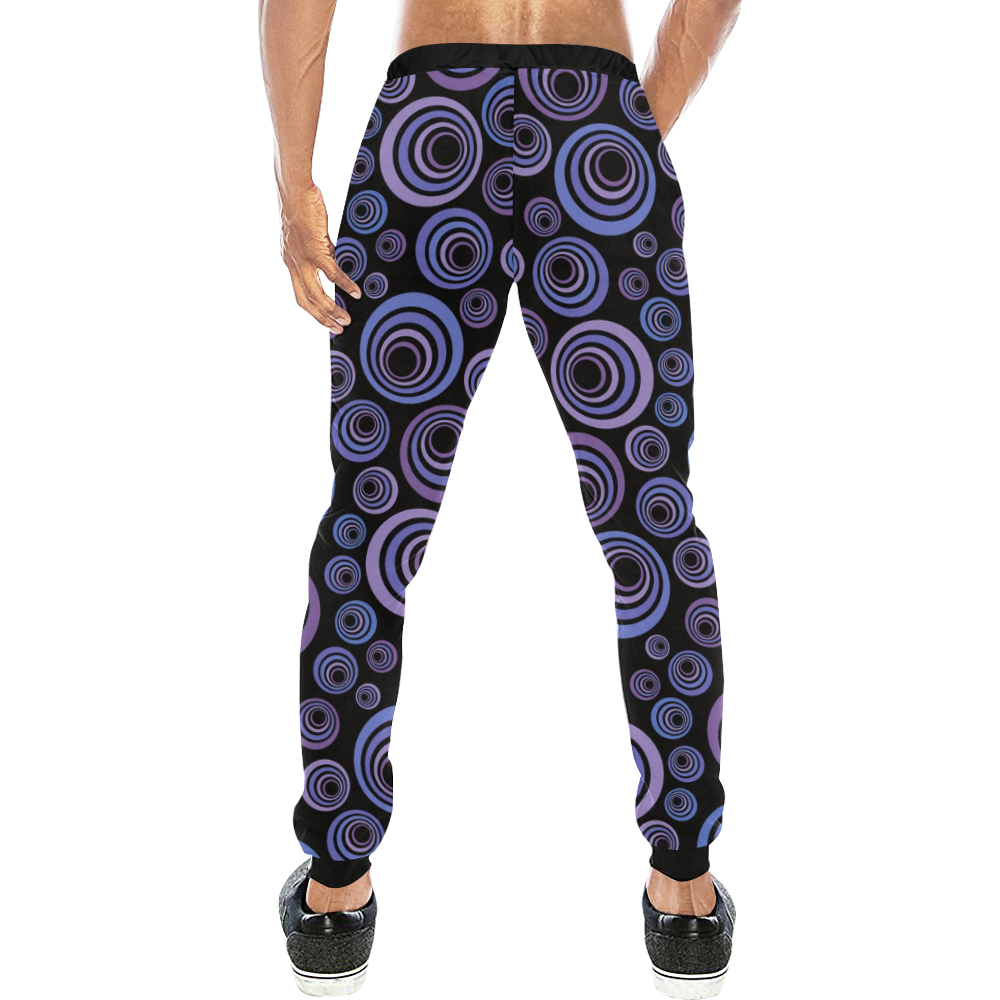 Retro Psychedelic Ultraviolet Blue Pattern Men's All Over Print Sweatpants (Model L11)