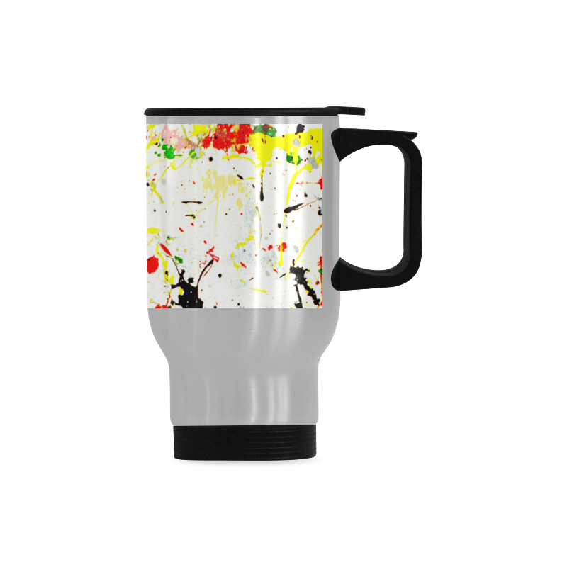 Yellow & Black Paint Splatter Travel Mug (14oz)