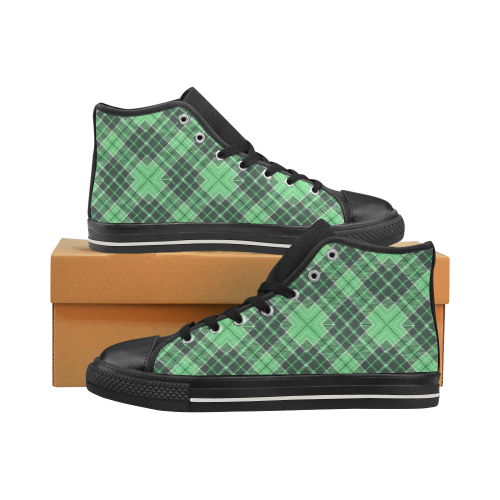 STRIPES LIGHT GREEN Women's Classic High Top Canvas Shoes (Model 017)