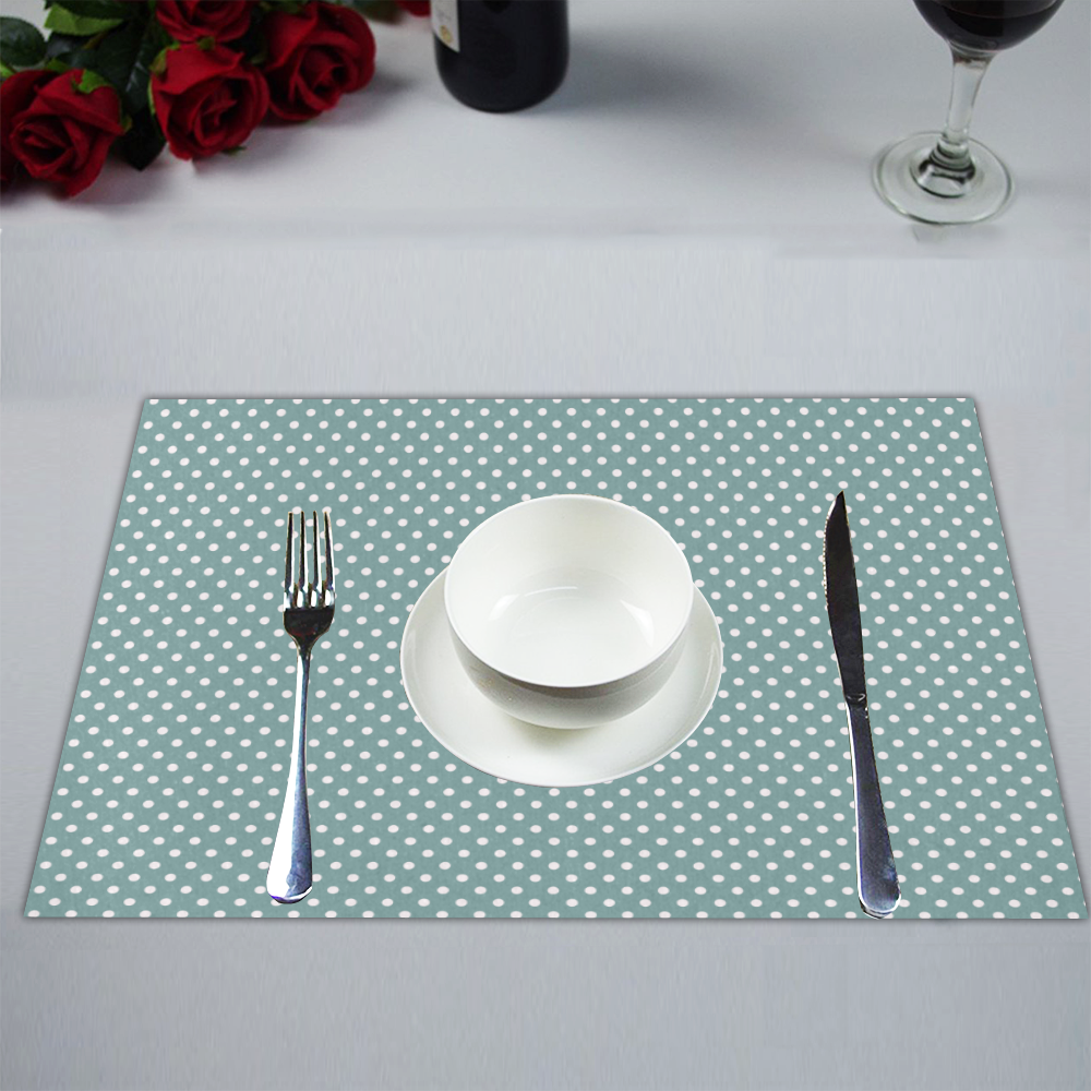 Silver blue polka dots Placemat 14’’ x 19’’ (Set of 6)