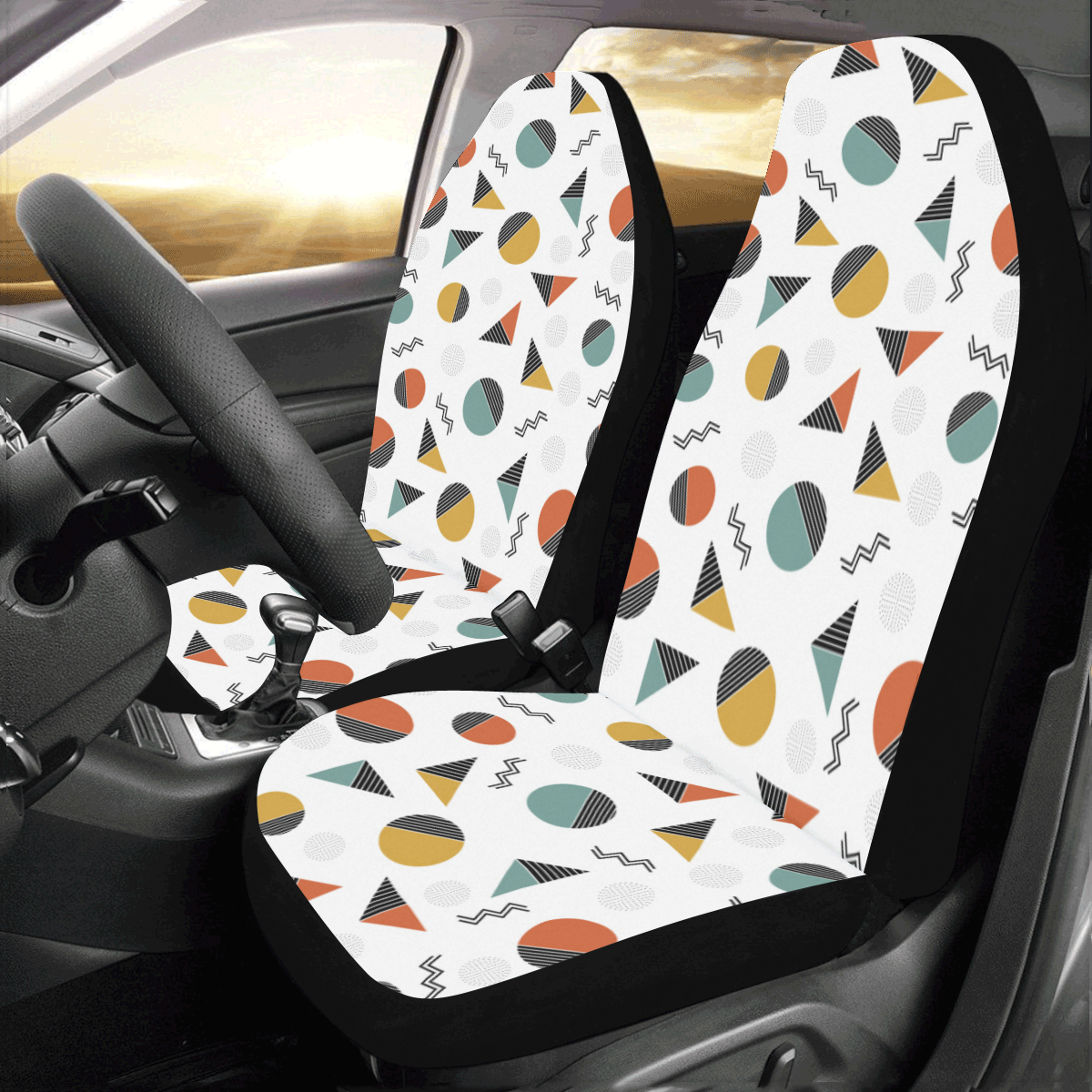 Geo Cutting Shapes Car Seat Covers (Set of 2)