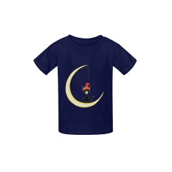 Halloween Cat Moon And Spider Royal Blue Kid's  Classic T-shirt (Model T22)