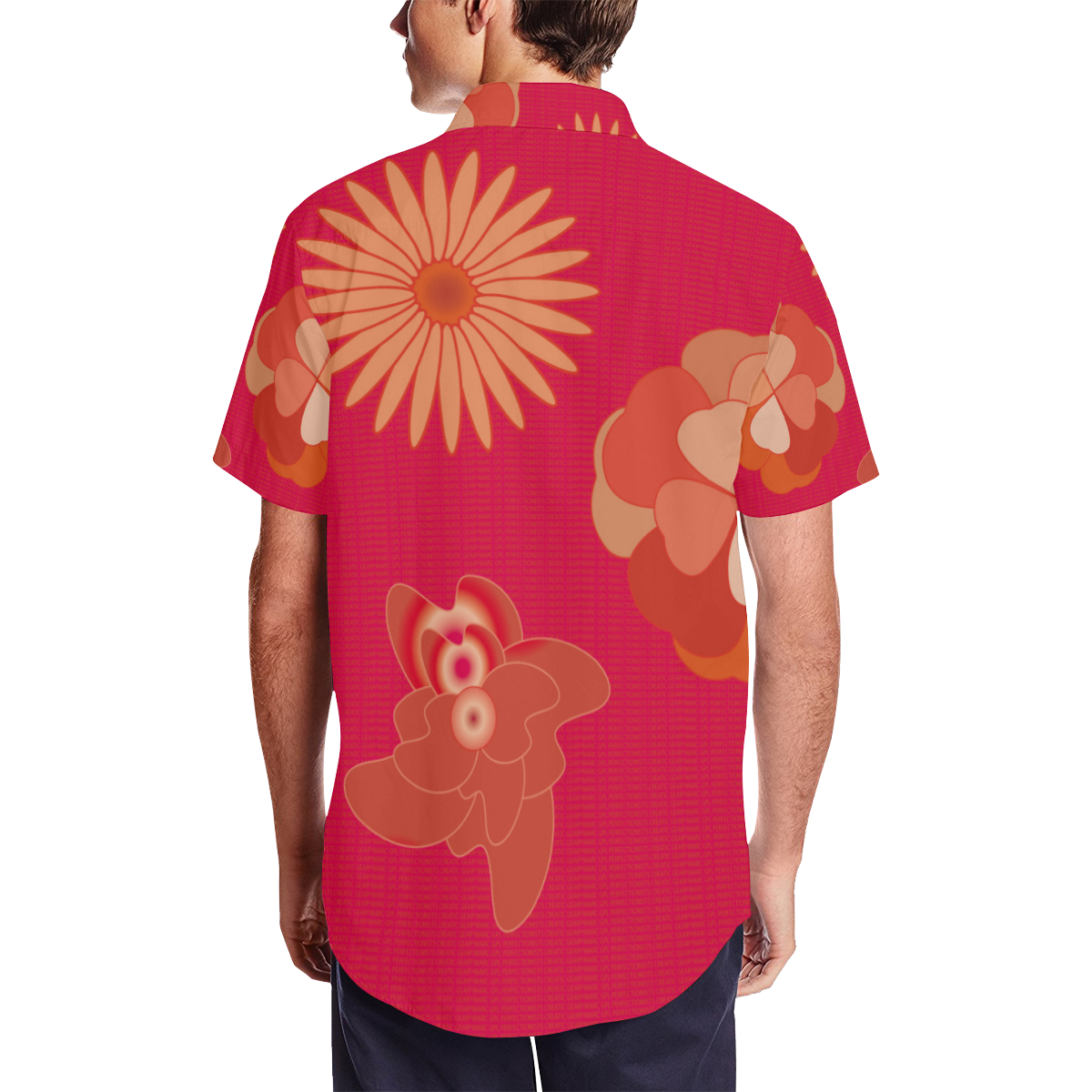 Flowers21. A0, B2, C0, Men's Short Sleeve Shirt with Lapel Collar (Model T54)