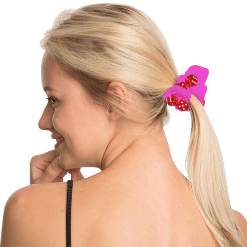 Las Vegas Craps Dice on Pink All Over Print Hair Scrunchie