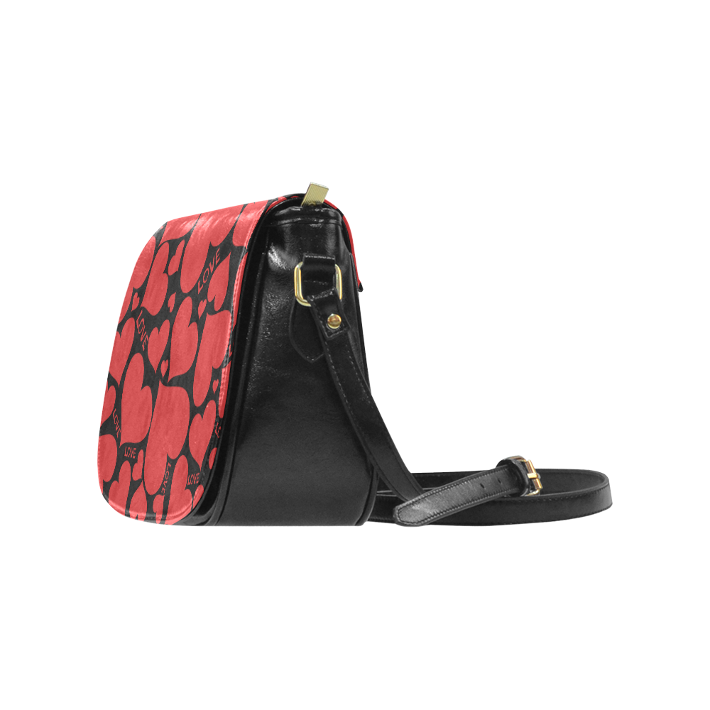 Love Red Hearts Classic Saddle Bag/Large (Model 1648)