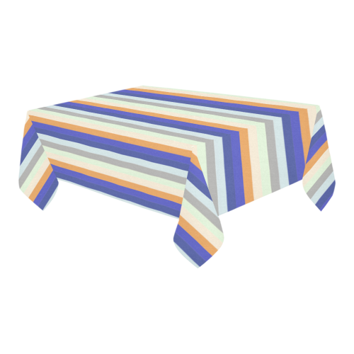 Fun Stripes 3 Cotton Linen Tablecloth 60" x 90"