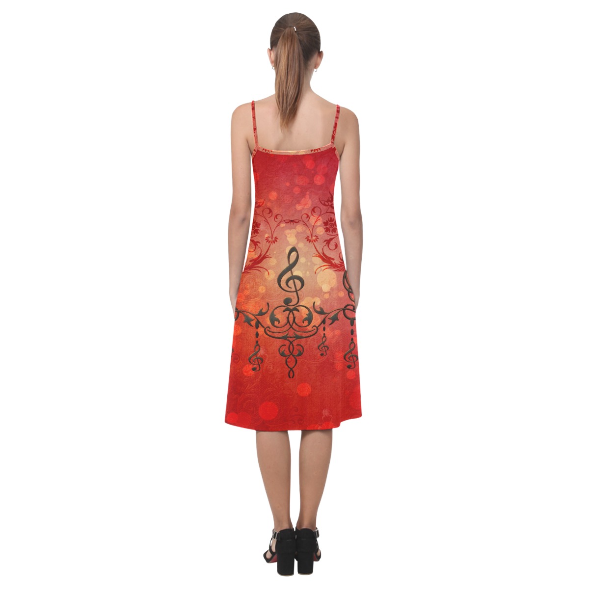 Music clef with floral design Alcestis Slip Dress (Model D05)