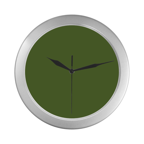 color dark olive green Silver Color Wall Clock