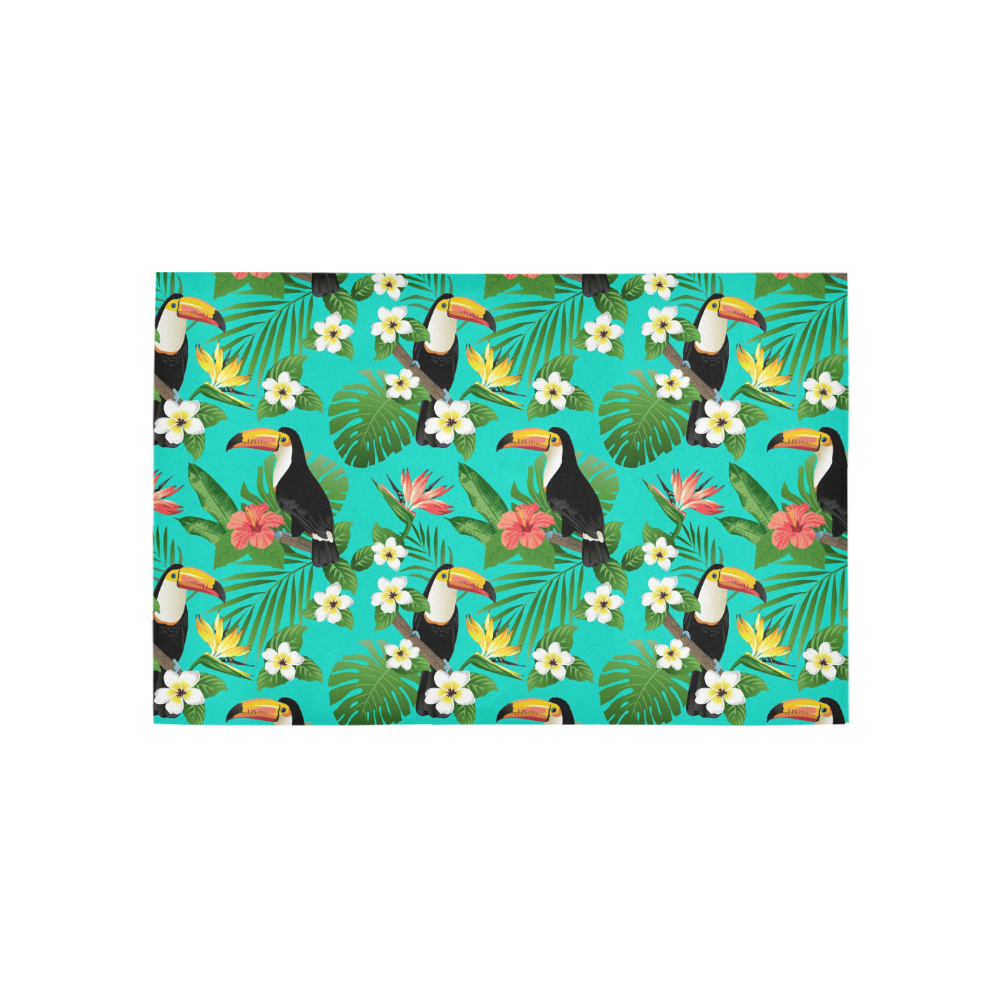 Tropical Summer Toucan Pattern Area Rug 5'x3'3''