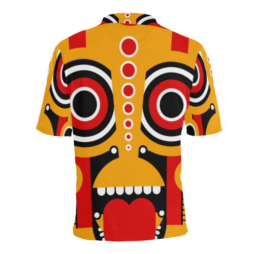 Red Yellow Tiki Tribal Men's All Over Print Polo Shirt (Model T55)